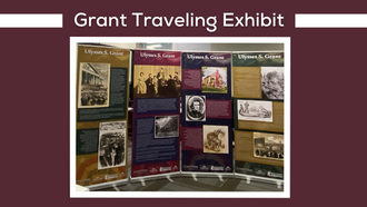 Pictures of banners depicting Ulysses S. Grant's life.