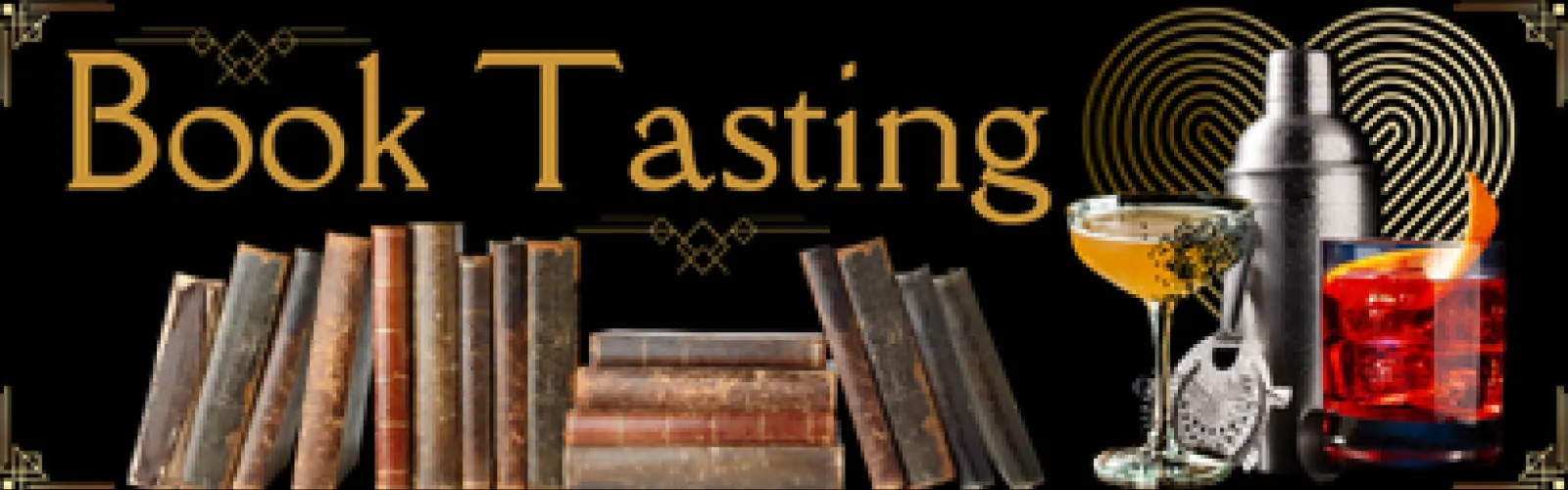 Row of book and barware