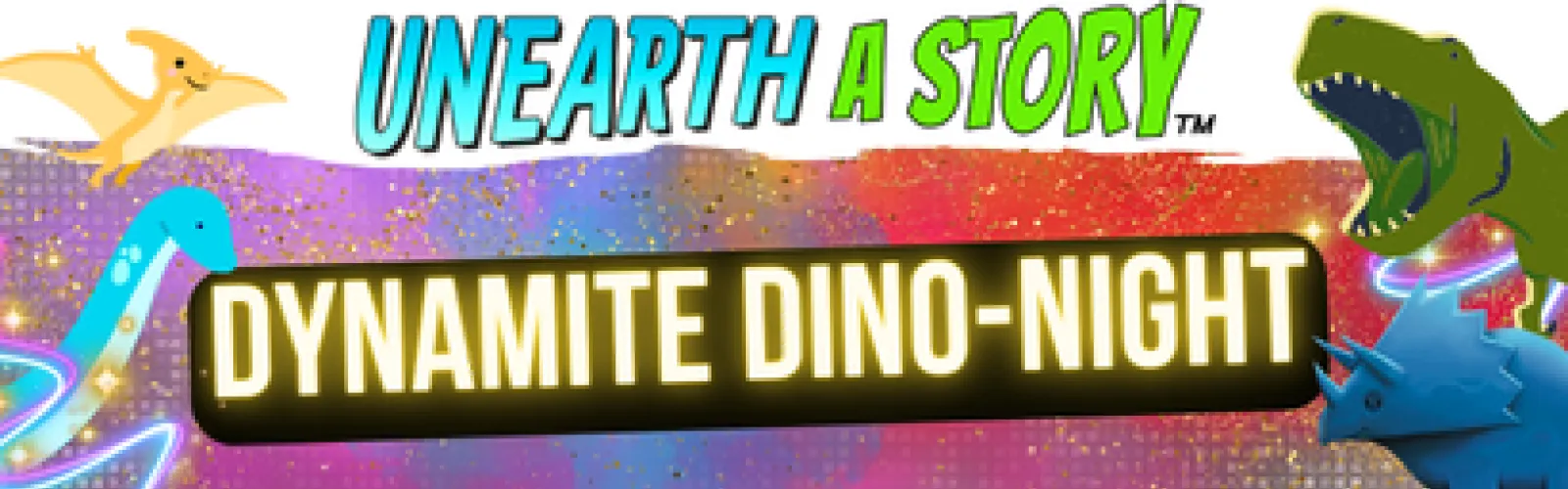 Dynamite Dino-Night Summer Reading Program family night event announcement for Mt. Orab Library.