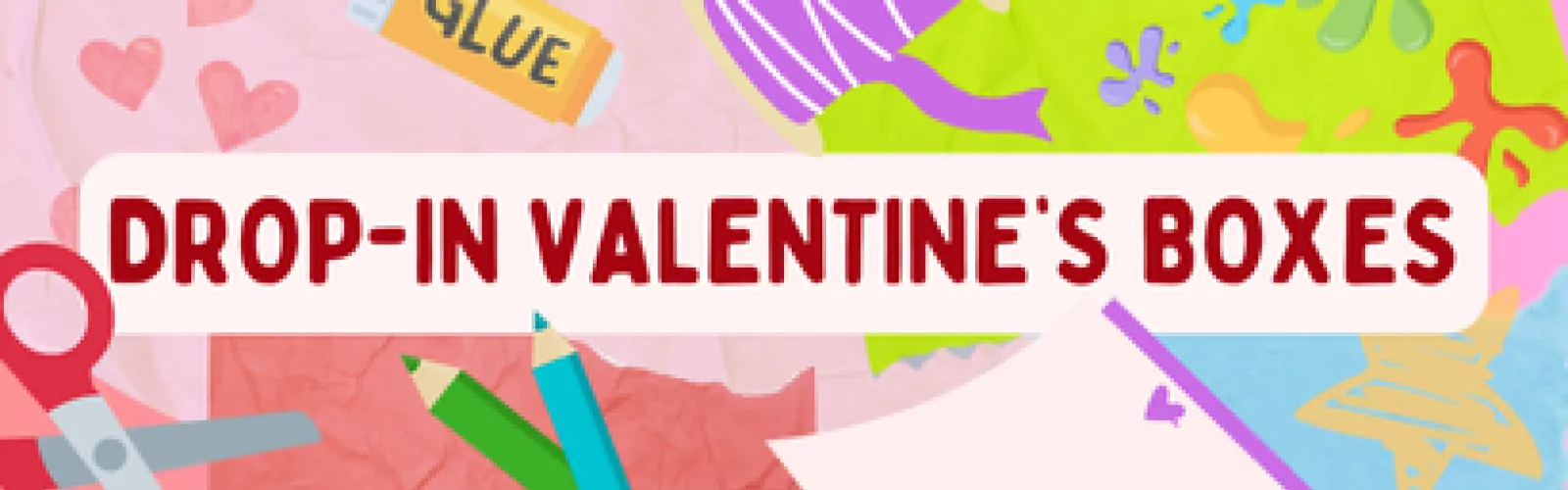 Mt. Orab Library Drop-in Valentine's Boxes program notice. 