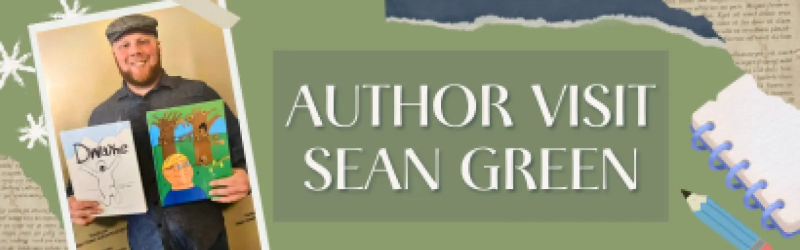 Author Visit: Sean Green notice for Mt. Orab Library.