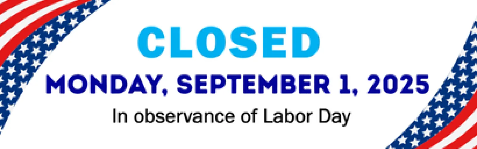 Brown County Public Library Labor Day closure notice September 1, 2025.