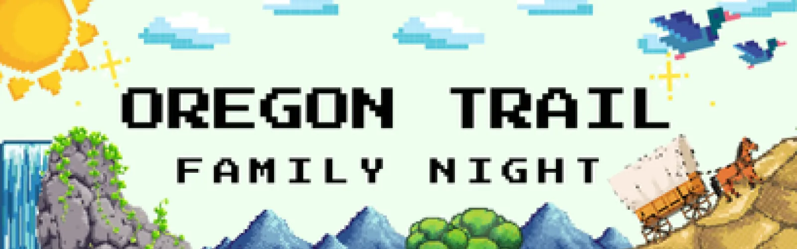Mt. Orab Library announcement for the Oregon Trail Family Night program.